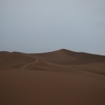 Tuksnesi sasniedzam līdz ar krēslas iestāšanos. Sākumā bija paredzēts, ka atbrauksim uz tuksnesi laicīgi (bet mūsu biedriem no Mešhedas vajadzēja vēl pirms tam aizskrieties līdz viesnīcai pēc jaciņas, tas aizņēma kādas 40-50 minūtes), pastaigāsimies, iztrieksim pāris līkumus ar kamieli (kamieļus satikām apmēram 10km pirms mūsu galamērķa, tie jau devās uz savām stāvvietām), tad sagaidīsim saulrietu (debesis apmākušās, saule nav redzama) un pēc tam romantiski vērsimies zvaigžņotajās tuksneša debesīs (apmācies, zvaigznes nav redzamas). Gluži visi plāni neizdevās, bet - vai nav skaisti tāpat?