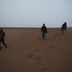 Atkal sāk līt, viss tuksnesis slapjš, auksts un uz tausti nepatīkams. Bet iedomājies, cik unikāls piedzīvojums? Tuksnesis lietū! Man likās, ka tuksnesis jau nu točno ir tā vieta, kur lietus nekad nelīst, bet tagad visi mani uzskatu fundamenti apgāzti pilnīgi otrādi - visi tuksneši, ko līdz šim esmu redzējis, ir slapji! Parasti visi ļaudis, kas dodas tuksnešos, pēc tam publicē priecīgas bildes, kur īpaši sīkos tērpos skrien/vārtās pa smiltīm, bet mēs? Mēs izskatāmies, kā uz zviedru cepuri atbraukuši!