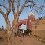 Mūsu jaunais čoms Navīds dzīvo Bahavalpurā, bet strādā ~100km attālajā Multānā, tāpēc savāca mūs no autoostas un paķēra līdzi līdz darbam. šķiet, Pakistānā tas nav baigi lielais attālums, daži ļaudis dzīvo vēl tālāk no darbavietas un katru dienu ceļā uz darbu un atpakaļ pavada vairākas stundas. Pārvākties tuvāk darbam nav iespējams, jo - ģimene. Visiem taču jādzīvo kopā vai vismaz ļoti, ļoti tuvu. Nu, lūk, tad sākam mūsu Multānas (starp citu, ar trīs miljoniem iedzīvotāju tā ir piektā lielākā pilsēta Pakistānā) ekskursiju. Attēlā redzamā rozā struktūra ir Kasima vārti - vienīgais objekts, kas palicis pāri no ~3000 gadus vecā Multānas forta, kuru varenie briti nojauca savas valdīšanas laikā. Stulbi, ka tad vēl nepastāvēja UNESCO, pēc gleznām izskatās, ka būtu bijis skaists mūrītis.