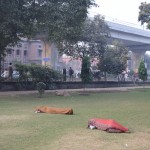 Tur, kur neviens nemētā kriketa bumbu, mētājas šādi ķermeņi. Nē, nē, tik nepadomā, ka viņi miruši. Tā pakistāņi guļ. Es nezinu, vai tāpat viņi dara arī savās guļamistabās aiz slēgtām durvīm, bet tie, kas nakšņo/atpūšas publiski, vienmēr ir pavisam ietinušies deķī.